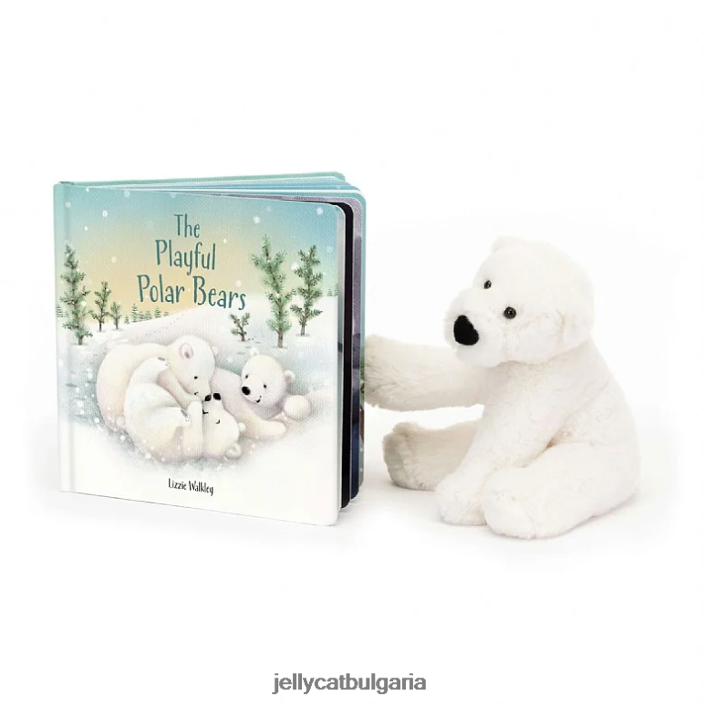 книгата за игриви полярни мечки и бяла полярна мечка Пери Jellycat Книга ZZR40554