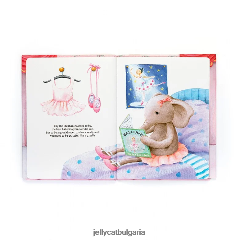 ели балерина книга и танци дарси сив слон Jellycat Книга ZZR40691