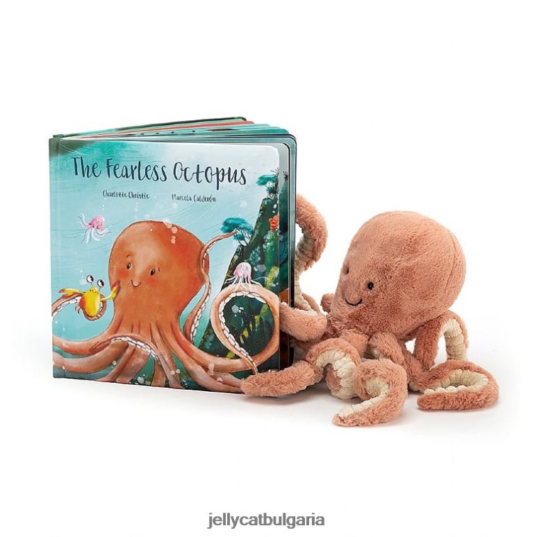 книгата за безстрашния октопод и октоподът Одел кайсия Jellycat Книга ZZR40810