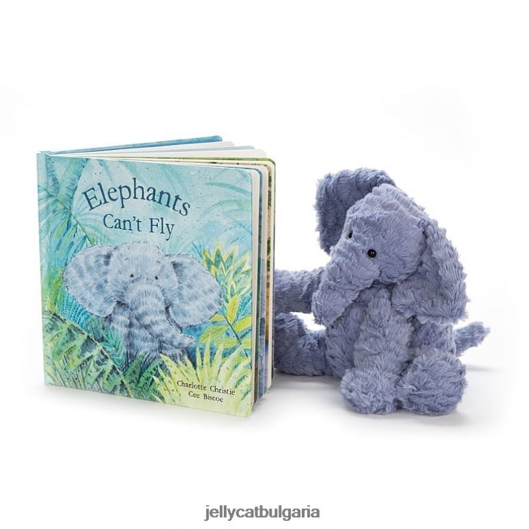 слоновете не могат да летят книга и fuddlewuddle elephant blue Jellycat Книга ZZR40736