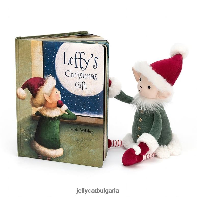 книгата за коледни подаръци на leffy и многоцветен leffy elf Jellycat Книга ZZR40352