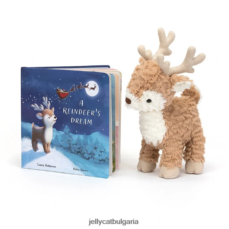 mitzi reindeer's dream book и mitzi reindeer кафяво и бяло Jellycat Книга ZZR40548