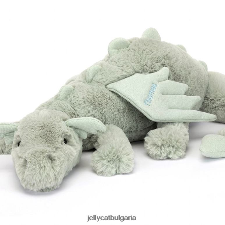 персонализиран градински дракон огромен бледозелен Jellycat играчка ZZR40646