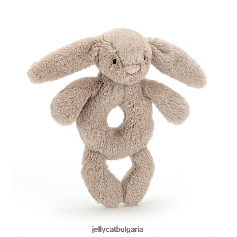 срамежливо зайче пръстен дрънкалка бежово Jellycat играчка ZZR40195