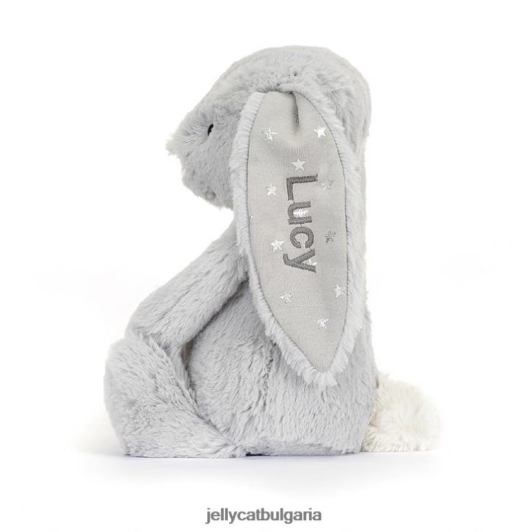 персонализирано срамежливо блестящо зайче средно сиво Jellycat играчка ZZR40236