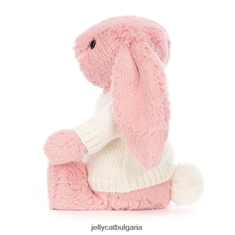 срамежливо зайче с венчелистчета с персонализирано кремаво розово сорбе Jellycat играчка ZZR40243