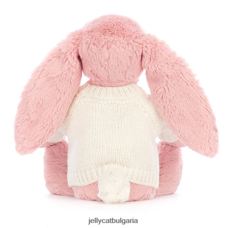 срамежливо зайче с венчелистчета с персонализирано кремаво розово сорбе Jellycat играчка ZZR40243