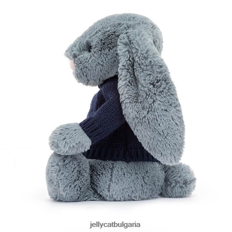 срамежливо тъмно зайче с персонализиран тъмносин пуловер Jellycat играчка ZZR40244