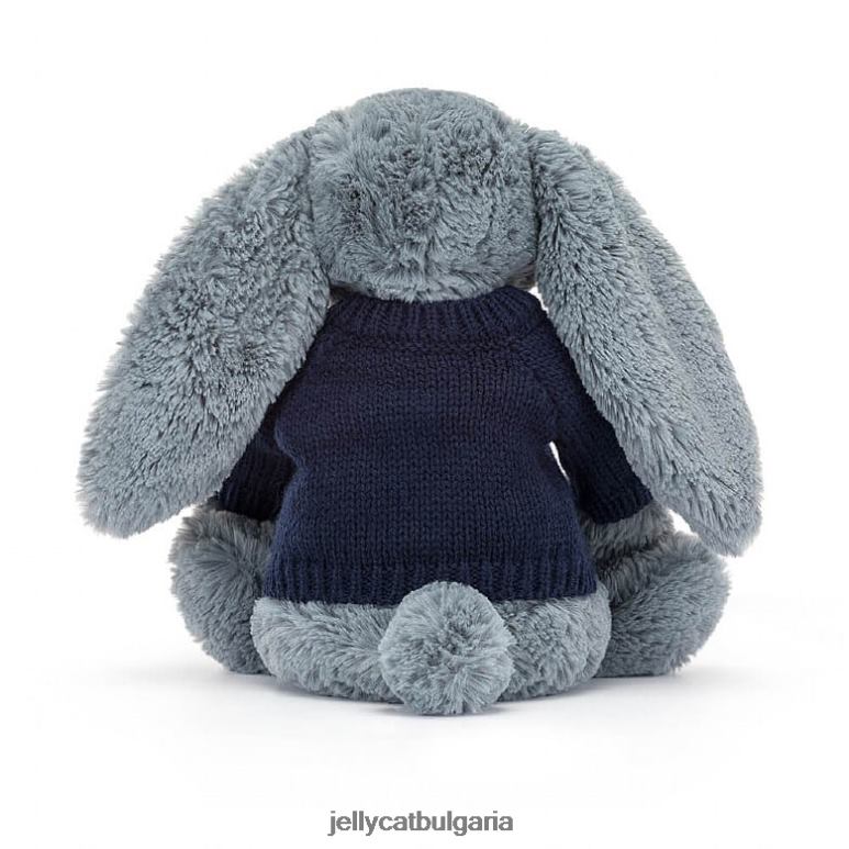 срамежливо тъмно зайче с персонализиран тъмносин пуловер Jellycat играчка ZZR40244