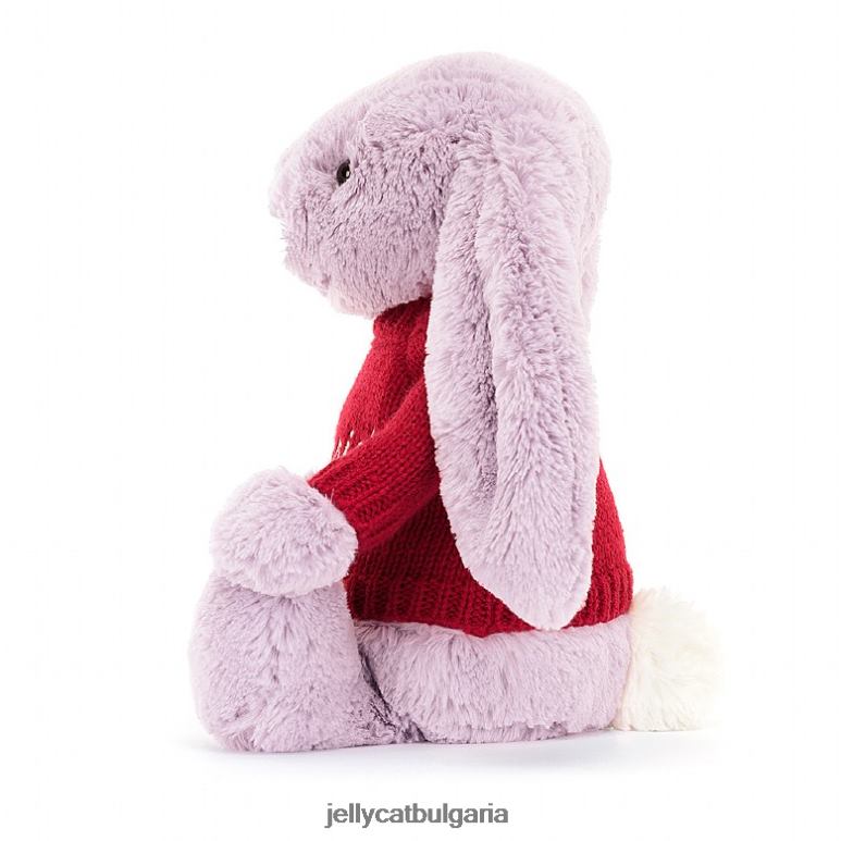 срамежливо зайче с персонализиран люляк в червено Jellycat играчка ZZR40300