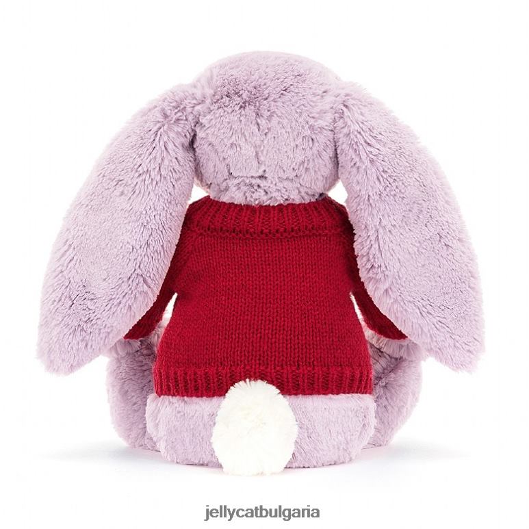 срамежливо зайче с персонализиран люляк в червено Jellycat играчка ZZR40300