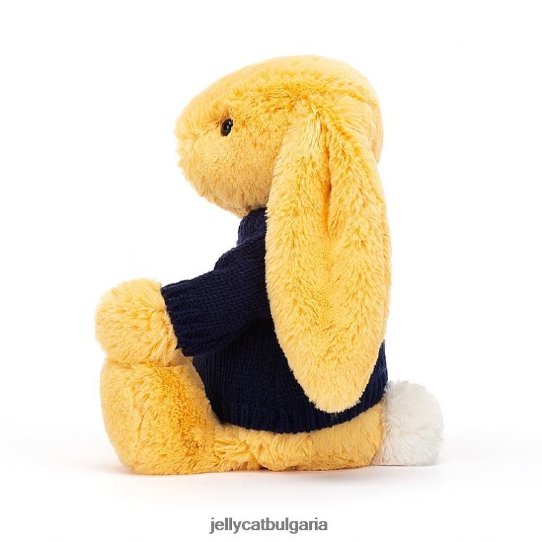 срамежливо зайче с персонализиран тъмносин джемпер слънце Jellycat играчка ZZR40390