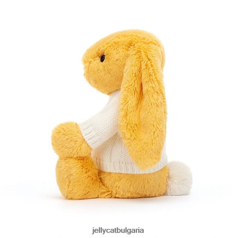 срамежливо зайче с персонализиран кремав джемпер слънце Jellycat играчка ZZR40483
