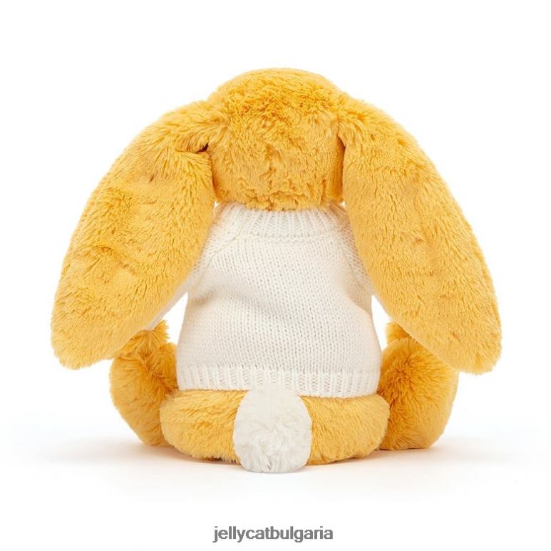 срамежливо зайче с персонализиран кремав джемпер слънце Jellycat играчка ZZR40483
