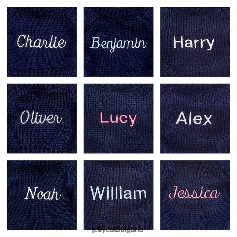 срамежливо мандариново зайче с персонализиран оранжев тъмносин пуловер Jellycat играчка ZZR40508