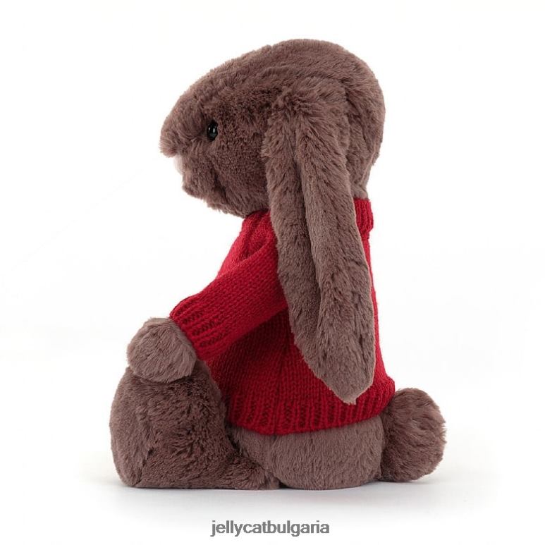 срамежливо зайче фъдж с персонализиран червен шоколад Jellycat играчка ZZR40511