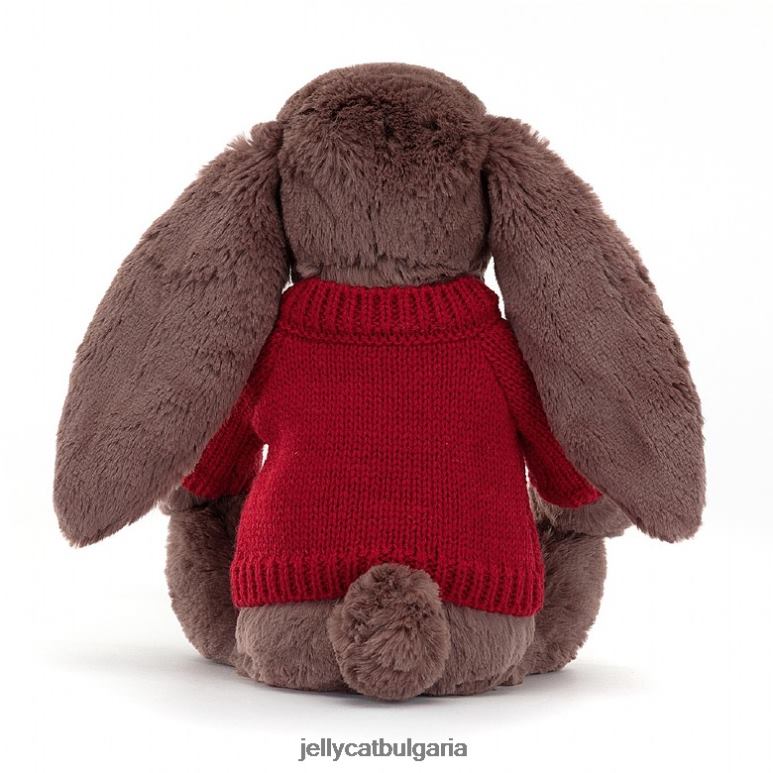 срамежливо зайче фъдж с персонализиран червен шоколад Jellycat играчка ZZR40511