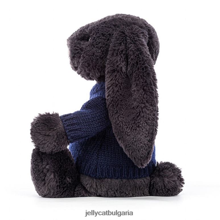 срамежливо зайче с персонализирано тъмносиньо мастило Jellycat играчка ZZR40514