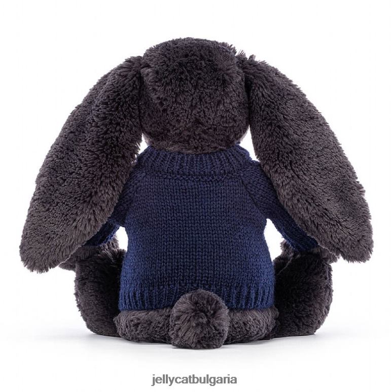 срамежливо зайче с персонализирано тъмносиньо мастило Jellycat играчка ZZR40514