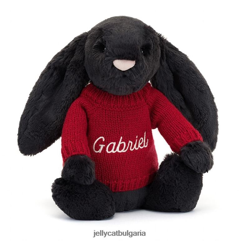 срамежливо зайче с персонализирано мастило с червен скок Jellycat играчка ZZR40519