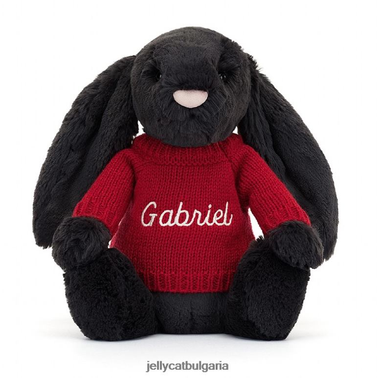 срамежливо зайче с персонализирано мастило с червен скок Jellycat играчка ZZR40519