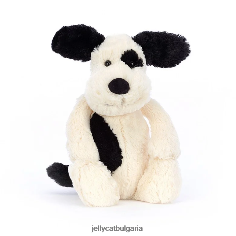 срамежливо черно и кремаво кученце черно и бяло Jellycat играчка ZZR40162