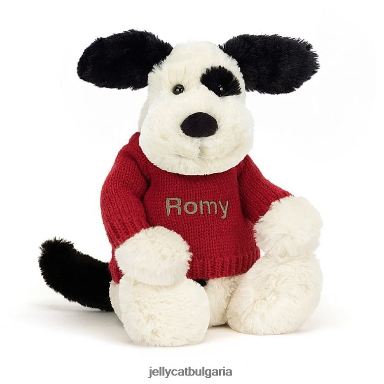срамежливо черно и кремаво кученце черно и бяло Jellycat играчка ZZR40171