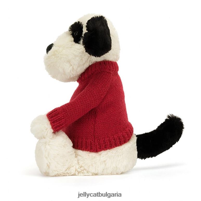 срамежливо черно и кремаво кученце черно и бяло Jellycat играчка ZZR40171