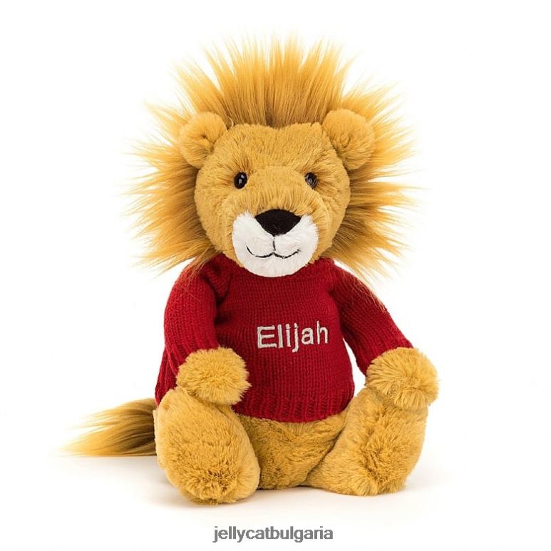 срамежлив лъв с персонализиран червен джоб, жълт Jellycat играчка ZZR40546