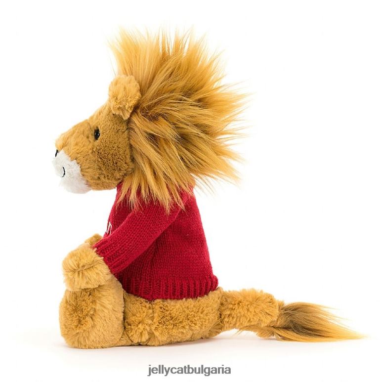 срамежлив лъв с персонализиран червен джоб, жълт Jellycat играчка ZZR40546