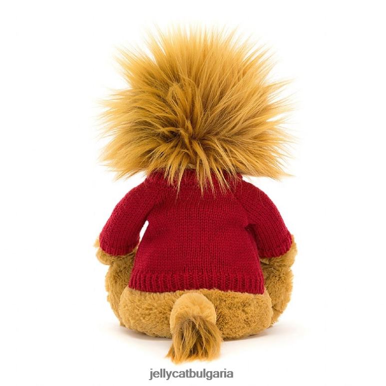 срамежлив лъв с персонализиран червен джоб, жълт Jellycat играчка ZZR40546