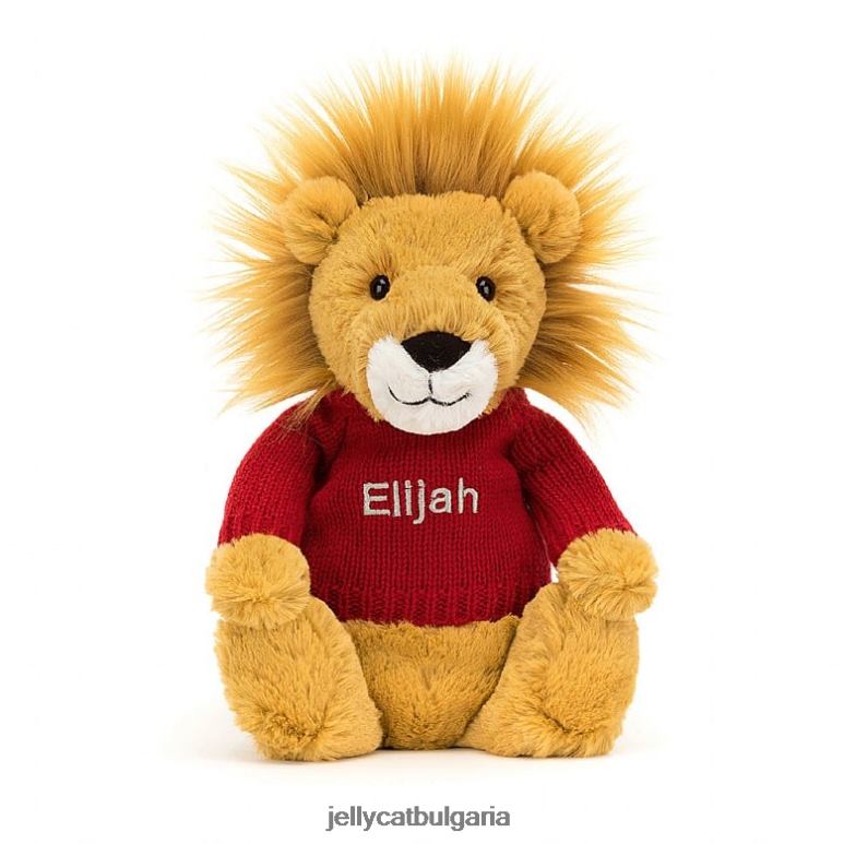 срамежлив лъв с персонализиран червен джоб, жълт Jellycat играчка ZZR40546