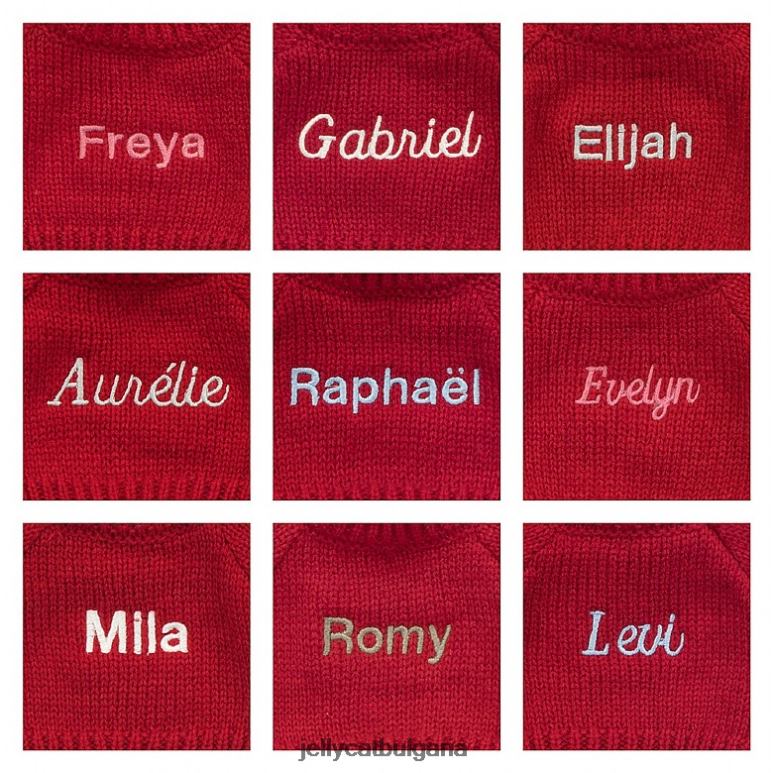 цъфтящо жасминово зайче с персонализиран червен лилав джъмпър Jellycat играчка ZZR40399