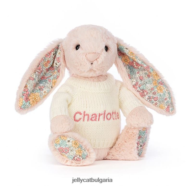 blossom blush зайче с персонализиран крем джъмпер праскова Jellycat играчка ZZR40221