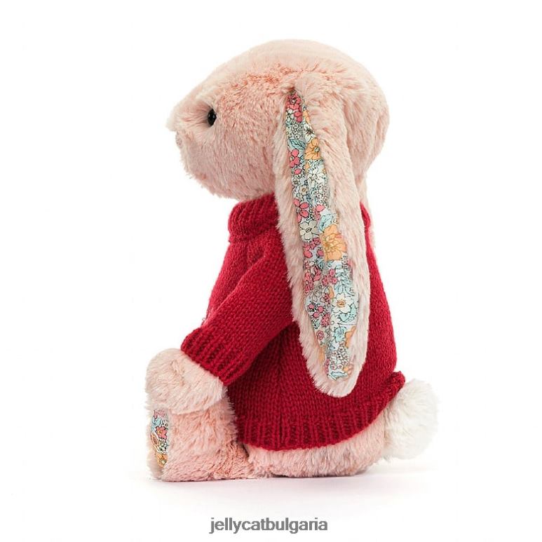 blossom blush зайче с персонализирана червена джъмпера праскова Jellycat играчка ZZR40425