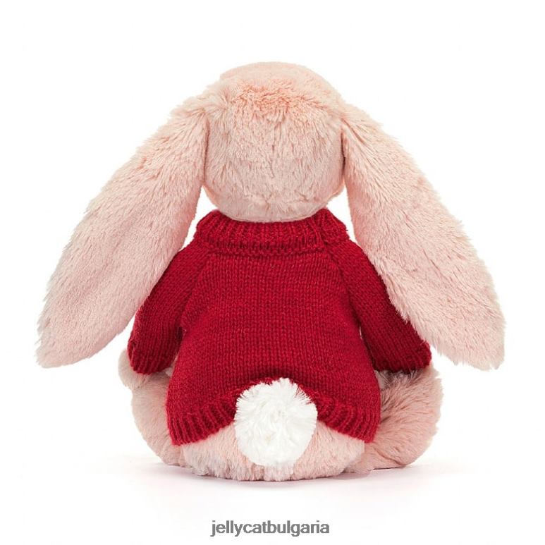 blossom blush зайче с персонализирана червена джъмпера праскова Jellycat играчка ZZR40425