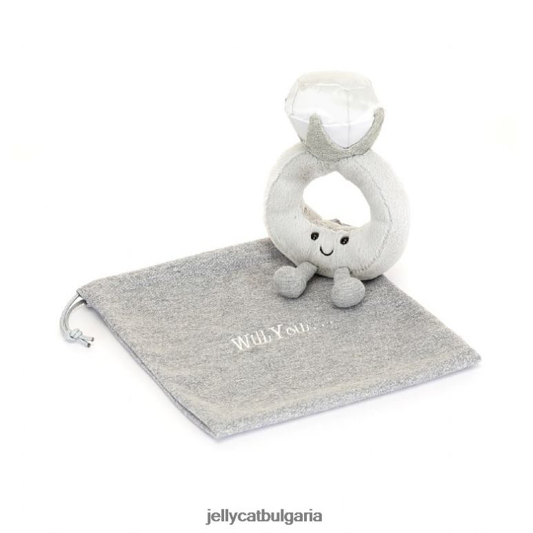 забавен диамантен пръстен сив Jellycat играчка ZZR40535