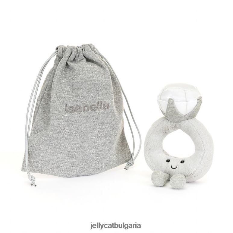 забавен диамантен пръстен сив Jellycat играчка ZZR40535