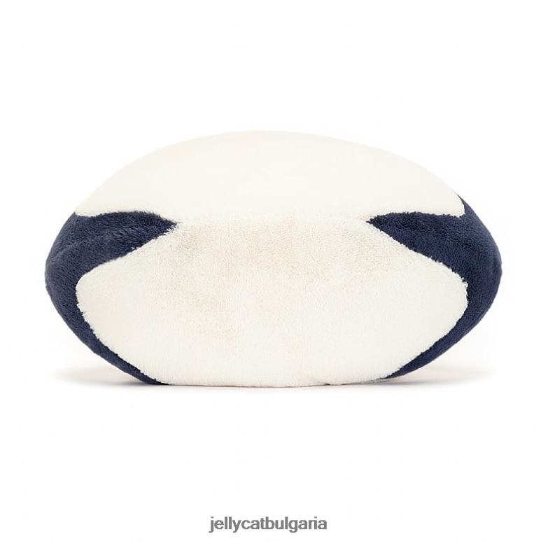 забавна спортна топка за ръгби синьо и кремаво Jellycat играчка ZZR40148
